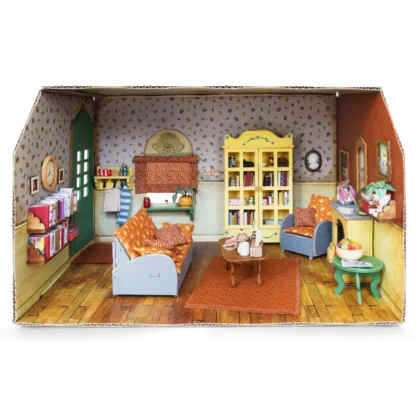 Het Muizenhuis | Kartonnen miniatuur woonkamer | Houten Aap