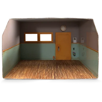 Het Muizenhuis | Kartonnen Miniatuur Kamer | Klaslokaal | Houten Aap