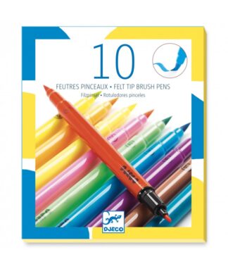 Djeco | 10 viltstiften brush | klassieke kleuren | Houten Aap
