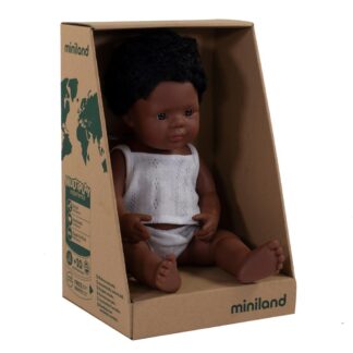 Miniland | babypop Afrikaans meisje 21cm | Houten Aap